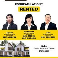 Congratulations Bu Agustin, Bu Ria Kusuma & Pak Arief Rented Ruko Gatot Subroto Timur Denpasar