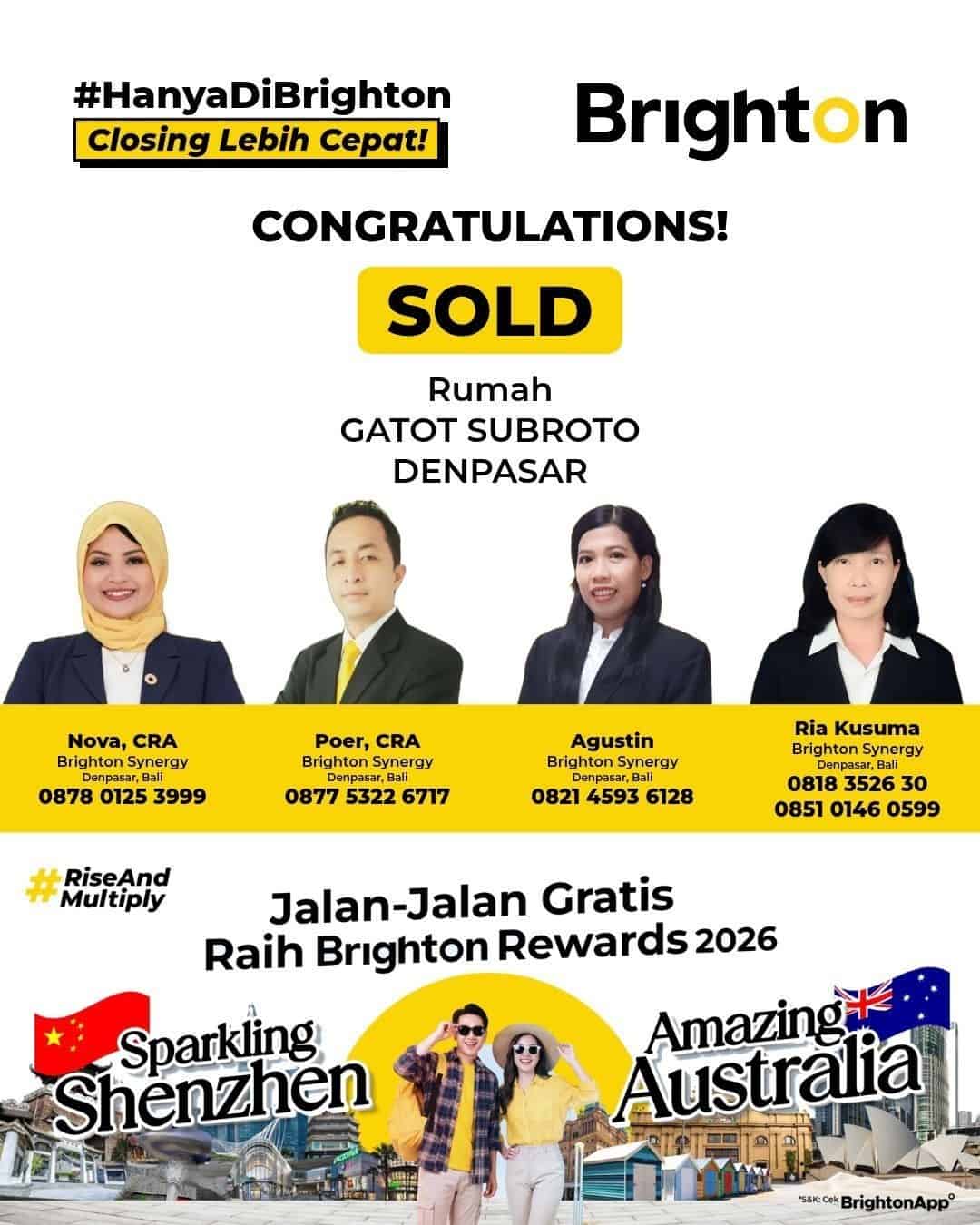 Congratulations Bu Nova, Pak Poer, Bu Agustin & Bu Ria Kusuma Sold Rumah Gatot Subroto Denpasar