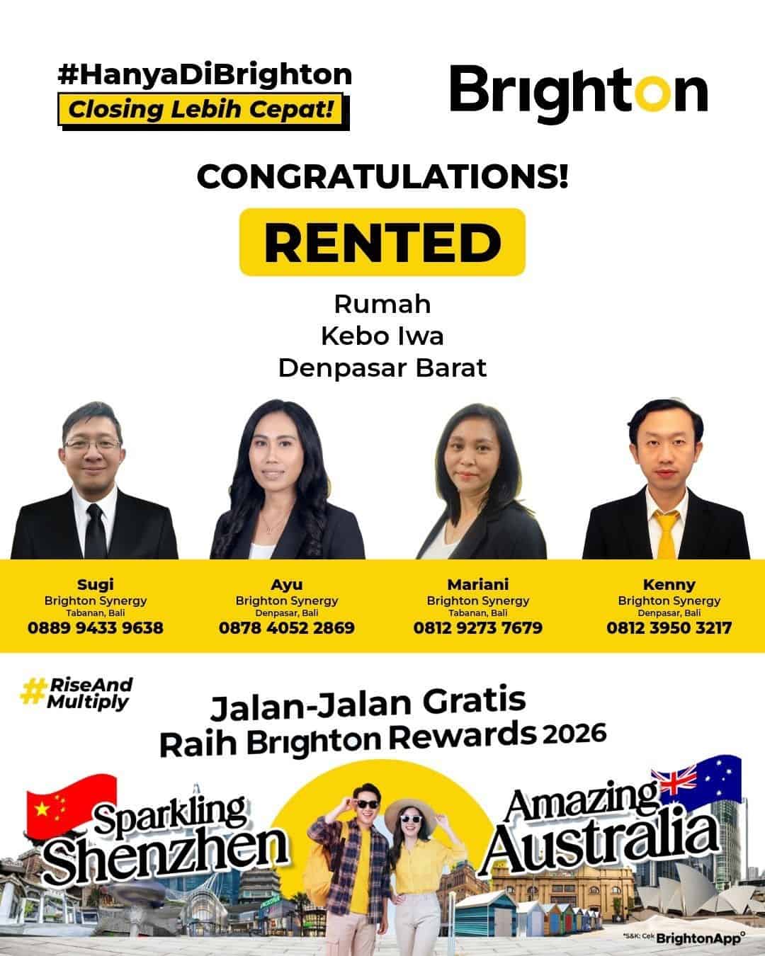 Congratulations Pak Sugi, Bu Ayu, Bu Mariani & Pak Kenny Rented Rumah Kebo Iwa Denpasar